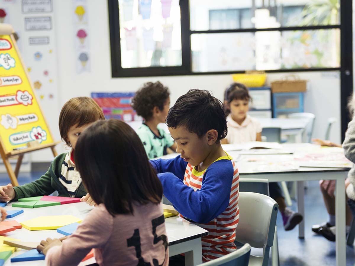 children learning in a classroom