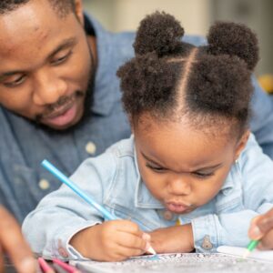 father and daughter drawing