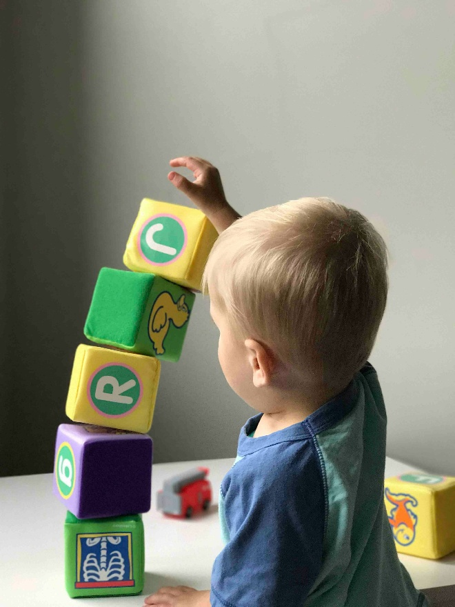 A toddler playing 